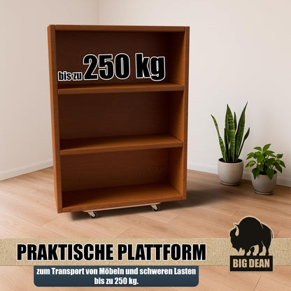 BigDean Möbelroller 3er Set Transportroller 250 kg Rollbrett MDF
