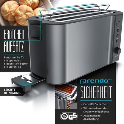 Arendo Wasserkocher Toaster Set Edelstahl Cool Grey