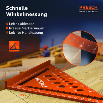 Presch Zimmermannswinkel Set 180 mm & 300 mm aus Aluminium