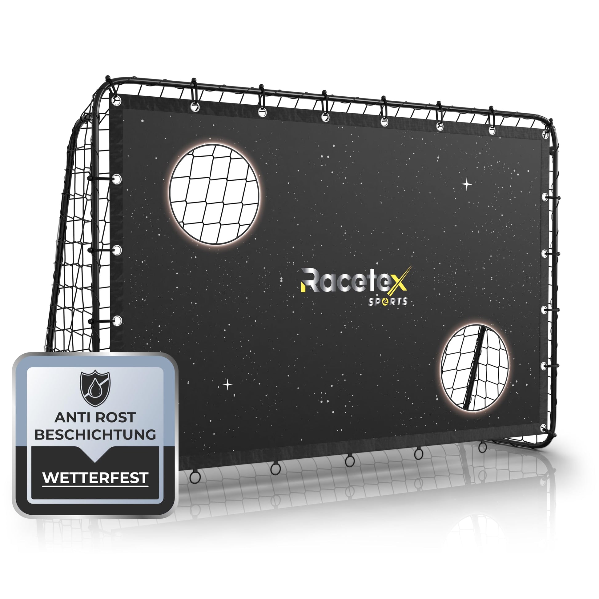 Racetex Fussballtor für Kinder mit Torwand und Erdanker, Galaxy aus Metallstangen mit Polyester-Netz