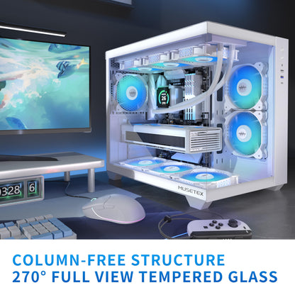 MUSETEX Y6 Gaming ATX Mid Tower PC Gehäuse - Reinweiss