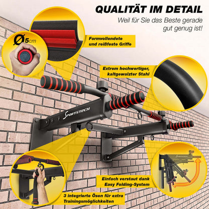 Sportstech KS350 Klimmzugstange 4in1 – Wandmontage klappbar