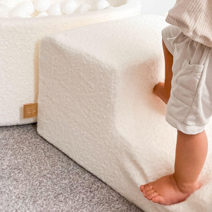 MEOWBABY 4-Elemente Weichschaum Kletterset – Weiss Boucle 195x45cm