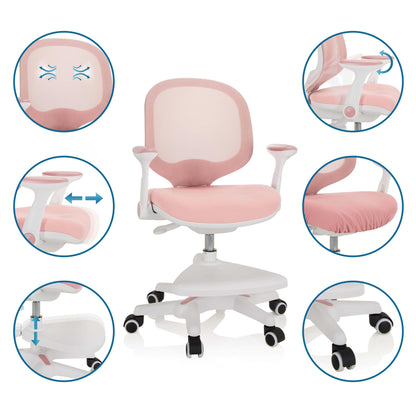 hjh OFFICE 736412 Kinder Schreibtischstuhl Kid Ergo Rosa/Weiss