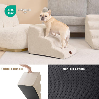 EHEYCIGA Hundetreppe für kleine Hunde, 3 Stufen, 40 cm, Beige