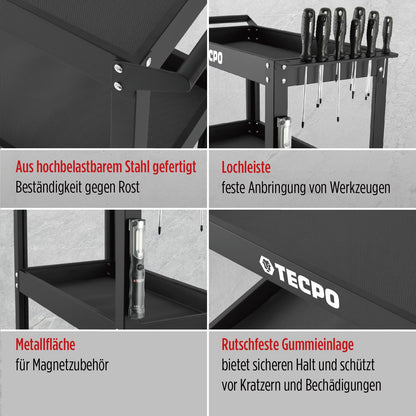 TECPO Werkzeugwagen Rollwagen 3 Ladeflächen – 300 kg Tragkraft