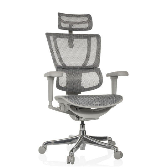 hjh OFFICE ERGOHUMAN Slim Ultra G GEN2 Bürostuhl – Grau. Ergonomisch, mit Kopfstütze und Armlehnen für langes Sitzen.