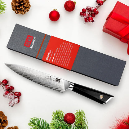 SHAN ZU GYO Damastküchenmesser 15 cm, Allzweckmesser mit G10 Griff