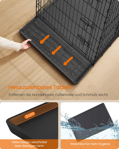 Feandrea Hundekäfig Klappbar – XXL Hoch 122 cm Schwarz PPD050B01