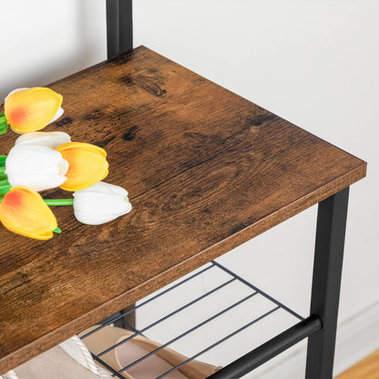 HOOBRO Garderobenständer mit Schuhregal – Dunkelbraun EBF80MT01G2