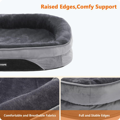 HMTOPE Orthopädisches Hundebett für grosse Hunde – 122x90cm, Dunkelgrau