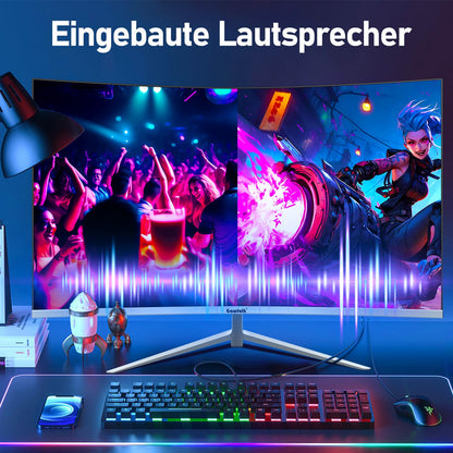 Gawfolk Curved PC Bildschirm 27 Zoll FHD 100Hz – Weiss