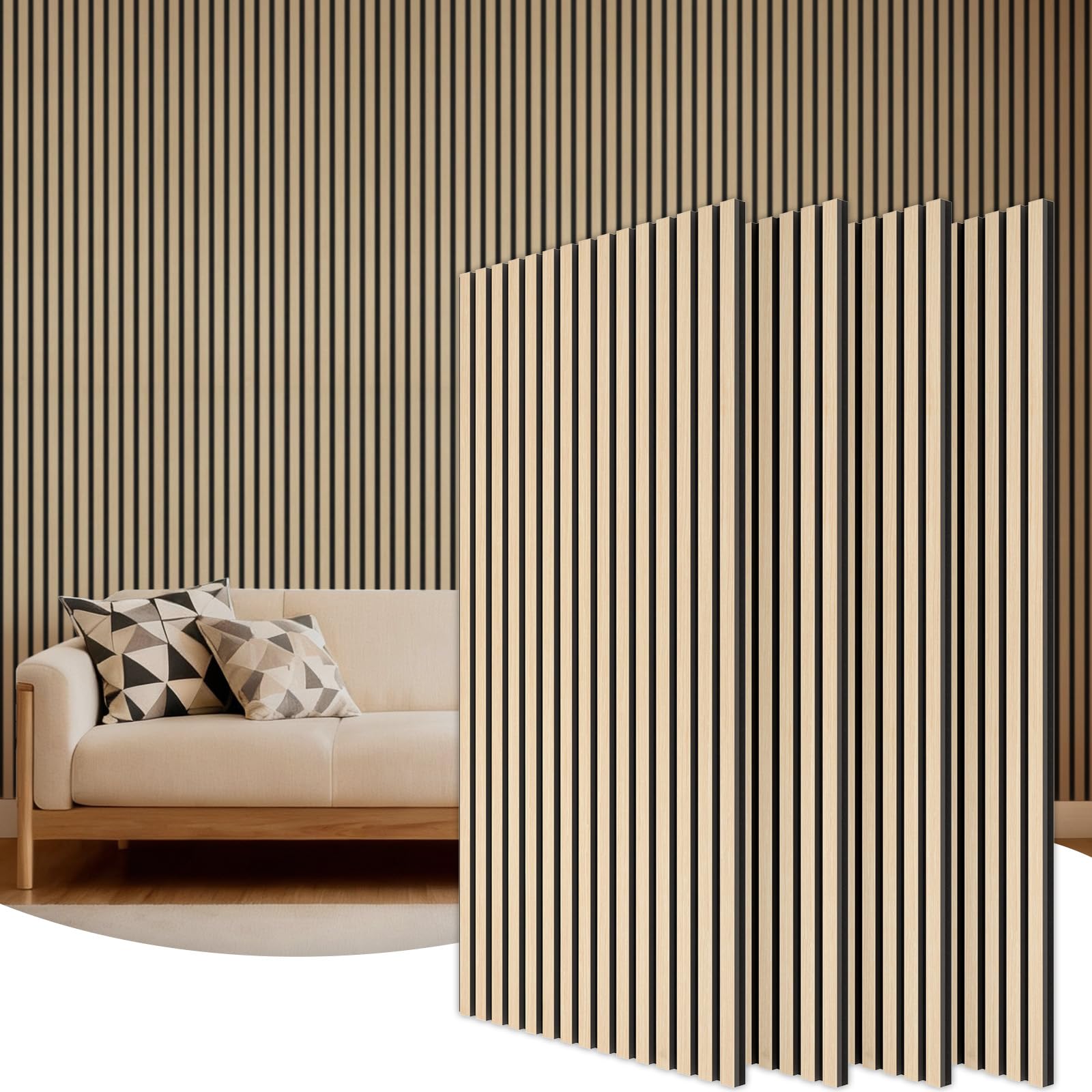 TONOR Akustikpaneele Holz Eiche, 4er Set Wandpaneele 120 x 60 cm mit Gitterstruktur in Holzoptik als Schallschutzplatten
