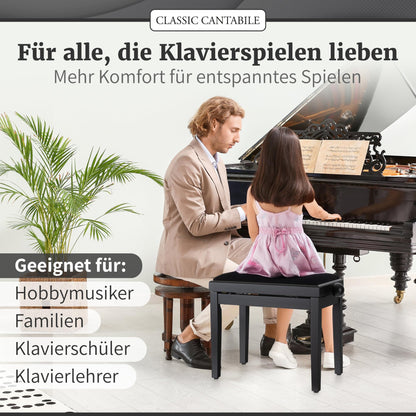 Classic Cantabile Pianobank Schwarz-matt, höhenverstellbar
