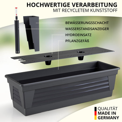 Plastard Milano Blumenkasten 3er Set, 100 cm, Anthrazit