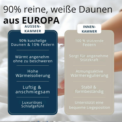 Brönning 3 Kammer Daunenkissen Kopfkissen – 40x80 90% Daune