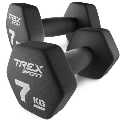 TREX SPORT Neopren Kurzhanteln Set 2 x 7 kg für Damen und Herren
