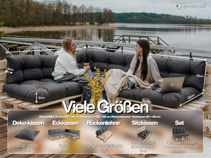 Gutekissen Palettenkissen-Set, Sitzkissen + Rückenlehne, Anthrazit