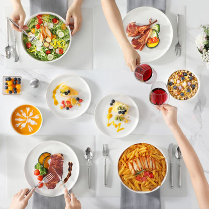 MALACASA Serie Leah Geschirrset – 24-tlg. 6 Pers. Porzellan Cremeweiss