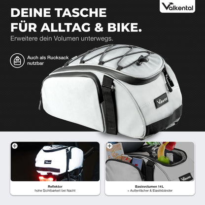 Valkental 3in1 Gepäckträgertasche mit Rucksackfunktion, 14 L