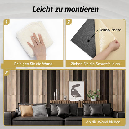 TONOR Holzfurnier Akustikpaneele Walnuss - selbstklebend 120x60cm