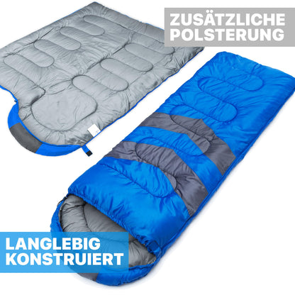 MalloMe Camping Schlafsack für Erwachsene und Kinder, blau, 0–25 °C