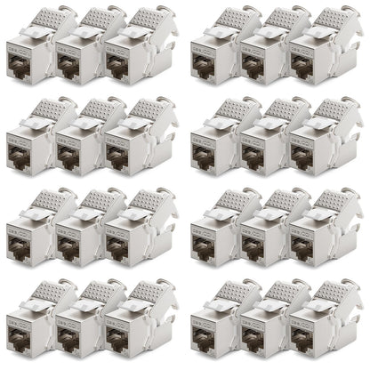 deleyCON 24x Keystone Modul CAT 6a RJ45 Buchse - STP Werkzeugfrei