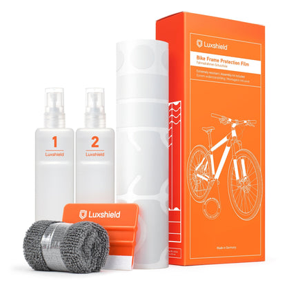 Luxshield Lackschutzfolie Fahrrad Rahmen-Set 21-teilig matt – transparente Folienaufkleber als Steinschlagschutz