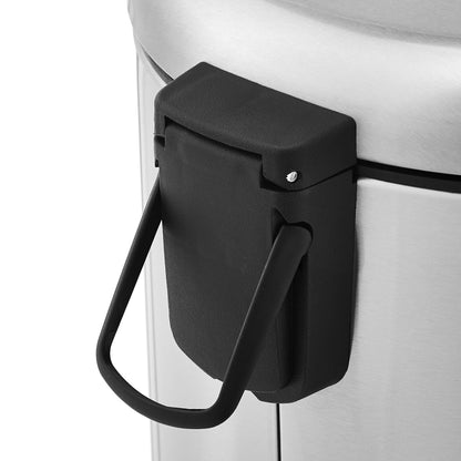 Amazon Basics Tret-Mülleimer rund, Edelstahl, 20 l, silberfarben