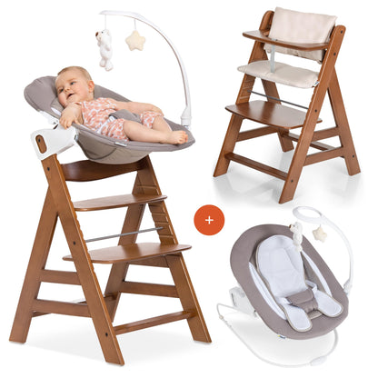 hauck Alpha+ Newborn Set Deluxe Baby Holz Hochstuhl - Walnut