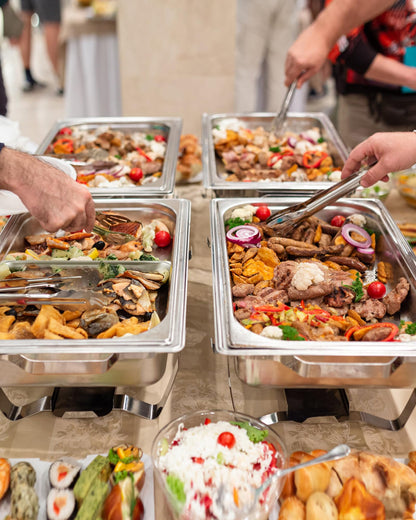 WENMILY Chafing Dish Set Warmhaltebehälter – 2x Quadrat Silber 9L