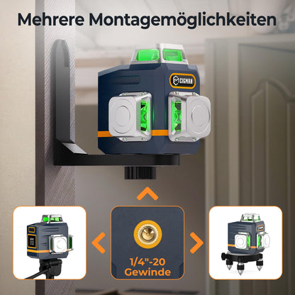 CIGMAN 3x360 grün Kreuzlinienlaser Baulaser - selbstnivellierend