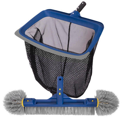 POOLAZA Pool Reinigungsset mit Kescher und 46 cm Poolbürste, feinmaschiges Nylonnetz