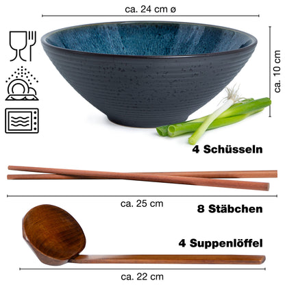 Moritz & Moritz SOLID Ramen Schüssel Set Keramik - Blau