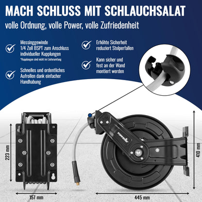 Poppstar Druckluftschlauchtrommel Stahl 20+2m Schlauch