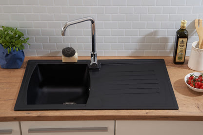 Respekta Boston Mineralitespüle – schwarz, 1 Becken, 86x50 cm