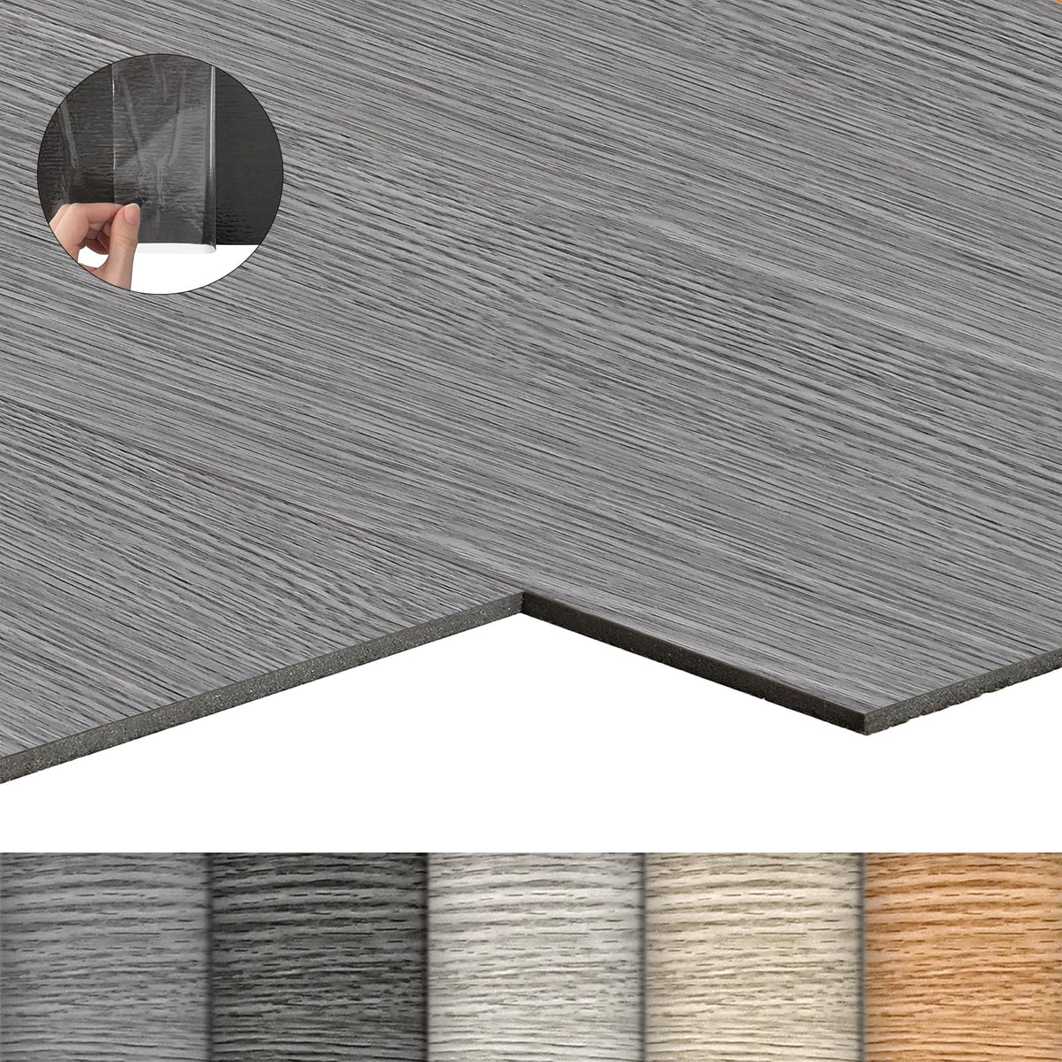 LZQ PVC Bodenbelag Vinylboden selbstklebend, Eiche Grau, 10,04 m², Vinylfliesen in Holzoptik
