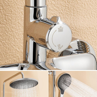 Auralum Regendusche Komplettset Höhenverstellbar 1-1.39m - Chrom