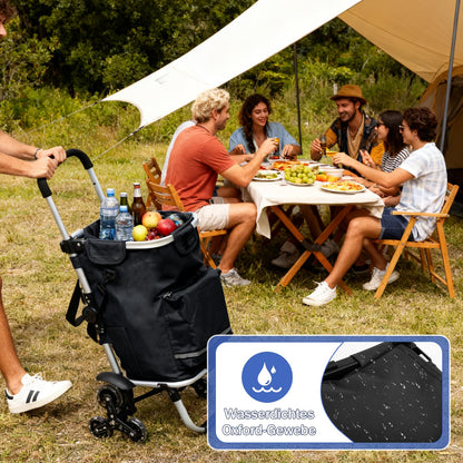 Sekey Einkaufstrolley XXL Treppensteiger, faltbar, Aluminium, schwarz