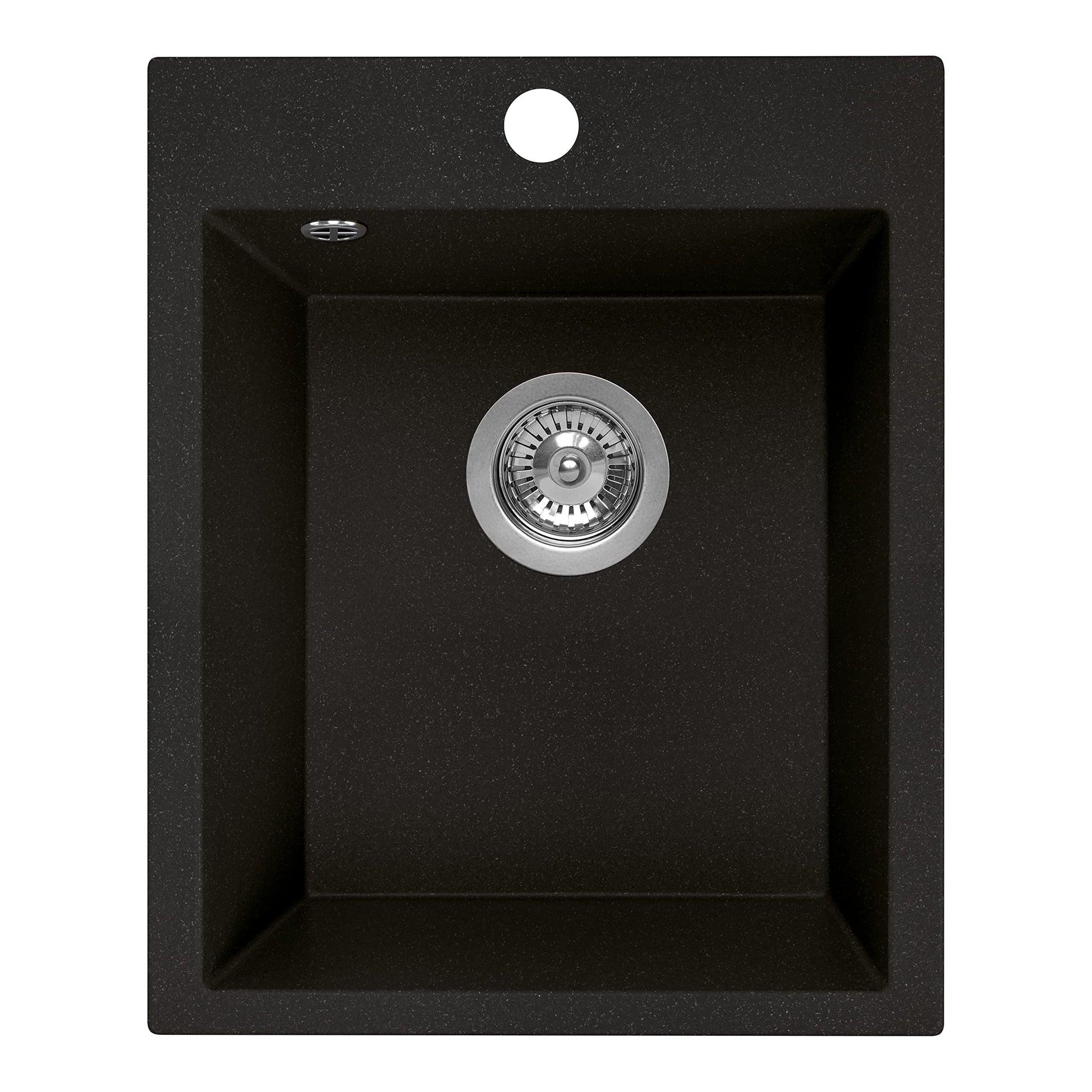 Manestein Granit Einbau-Spüle Einzelbecken 48x39 cm - Graphit. Graphitfarbenes Granit-Einzelbecken zum Einbau in Küchen.