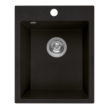 Manestein Granit Einbau-Spüle Einzelbecken 48x39 cm - Graphit. Graphitfarbenes Granit-Einzelbecken zum Einbau in Küchen.
