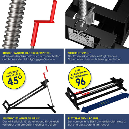 MASKO® XXL Rasentraktorheber 450kg Neigbar – Schwarz