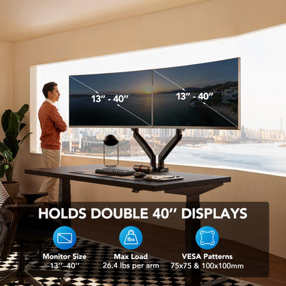 HUANUO HNDS7 Monitorhalterung für 2 Monitore, 13–40 Zoll, bis 12 kg