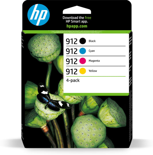 HP 912 Original Tintenpatronen Multipack - CMJN Set. Vierfarbiges Set. Liefert Tinte für HP Farbdrucker.