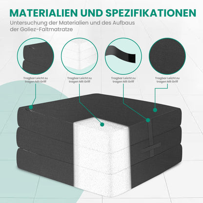 Goliez Klappmatratze Schaumstoff Grau Einzel 195x80x10cm