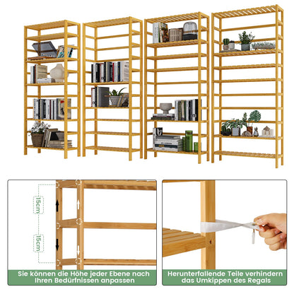 VIAGDO Bambusregal, Standregal mit 6 Ablagen, 60 x 26 x 162 cm