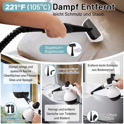 AKPIAN Handdampfreiniger EM-301, 1050 W mit 10-teiligem Zubehörset