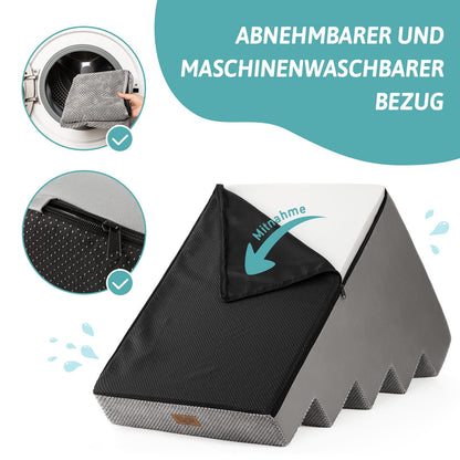 COZY KISS Hundetreppe für kleine Hunde – 5 Stufen, Grau, 60cm Hoch