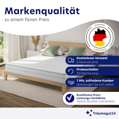 Träumegut24 AquaFlex 7-Zonen Matratze 120x200 cm | H2&H3 | Ergonomische Kaltschaummatratze | Hypoallergen & Antibakteriell | Bezug abnehmbar & waschbar | Oeko-TEX® | (16cm, 120 x 200 cm)