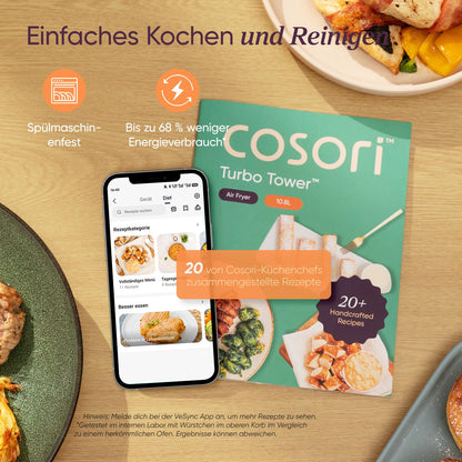 COSORI Turbo Tower Airfryer Heissluftfritteuse 10.8L 2 Kammern